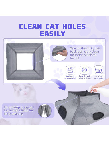 Cama y Túnel para Gato Moysoon Gris 76x76 cm Resistente