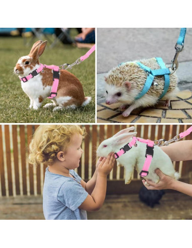 Arnés Ajustable para Erizo Soezy con Cuerda de Tracción 110cm Rosa