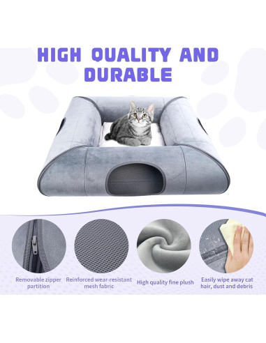 Cama y Túnel para Gato Moysoon Gris 76x76 cm Resistente