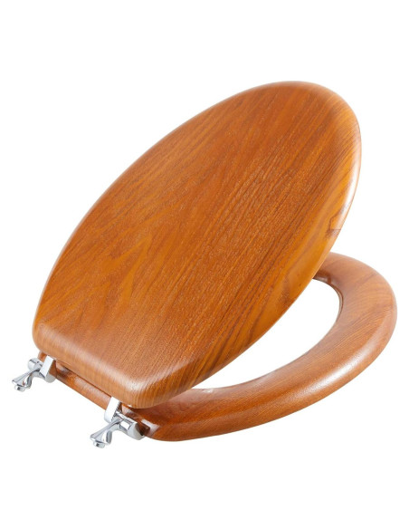 Asiento de Inodoro Alargado Angel Shield de Madera Natural