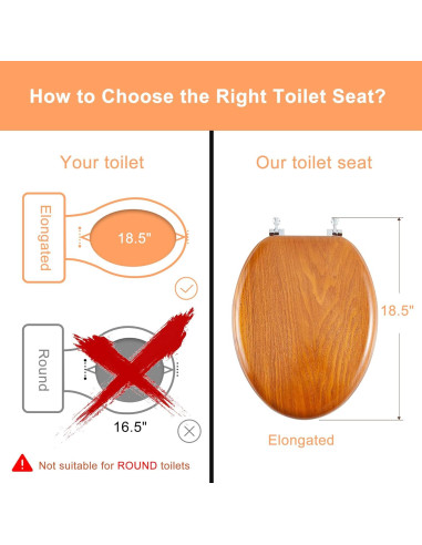 Asiento de Inodoro Alargado Angel Shield de Madera Natural