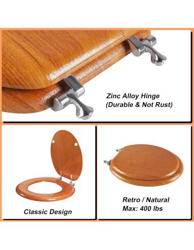 Asiento de Inodoro Alargado Angel Shield de Madera Natural