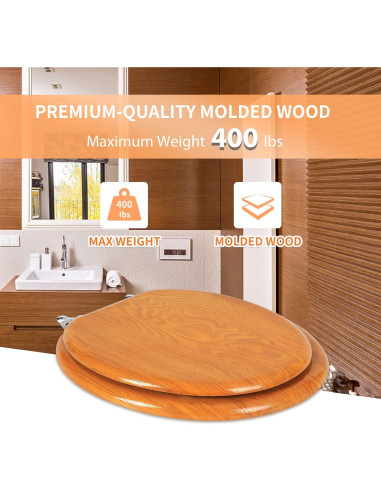 Asiento de Inodoro Alargado Angel Shield de Madera Natural