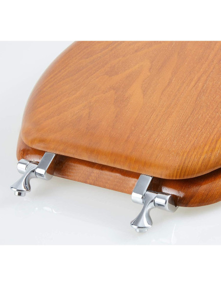 Asiento de Inodoro Alargado Angel Shield de Madera Natural