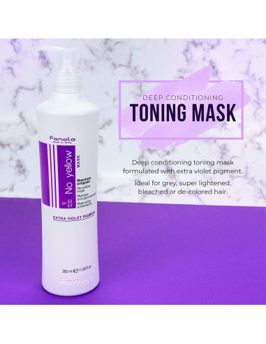 Fanola No Yellow Máscara de Cabello 1000 ml - Acondicionador Profundo para Rubio y Gris