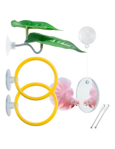 Kit de Enriquecimiento para Peces Betta NORXUAZE - Espejo, Anillos y Hoja