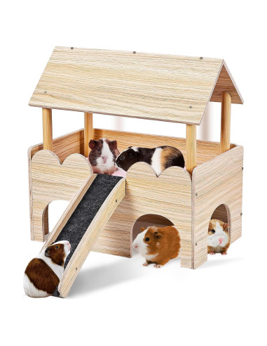 Casa de Madera para Cobayas WXINGYE con Escalera 38.7x22.9x46cm