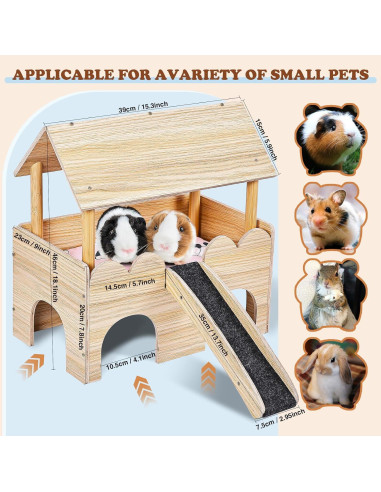 Casa de Madera para Cobayas WXINGYE con Escalera 38.7x22.9x46cm