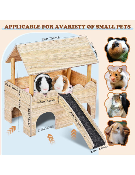 Casa de Madera para Cobayas WXINGYE con Escalera 38.7x22.9x46cm