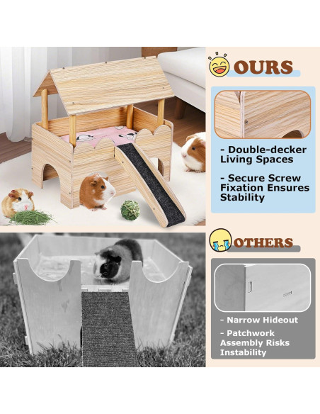 Casa de Madera para Cobayas WXINGYE con Escalera 38.7x22.9x46cm