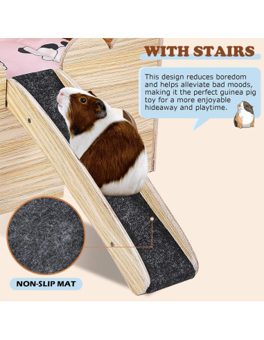 Casa de Madera para Cobayas WXINGYE con Escalera 38.7x22.9x46cm