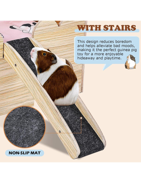Casa de Madera para Cobayas WXINGYE con Escalera 38.7x22.9x46cm