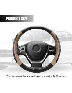 Funda de Volante Zpana 15" Beige de Cuero Antideslizante 2