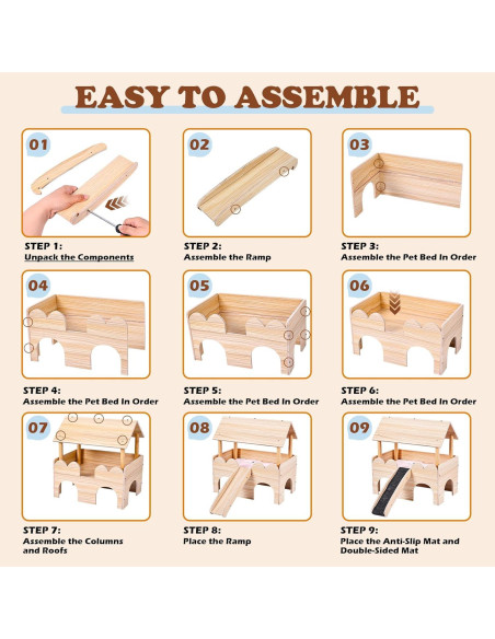 Casa de Madera para Cobayas WXINGYE con Escalera 38.7x22.9x46cm