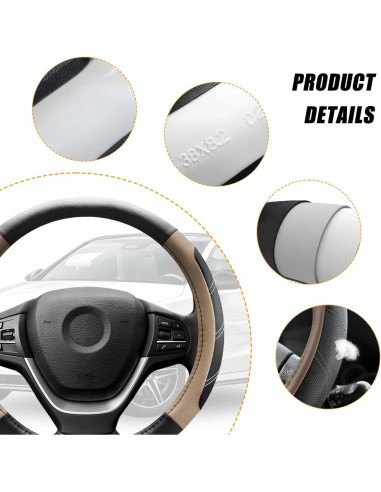 Funda de Volante Zpana 15" Beige de Cuero Antideslizante