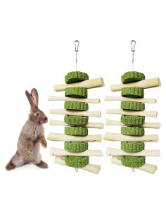 Juguetes de Masticar para Conejos y Hámsters Kathson - 2 Piezas de Bambú Natural