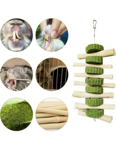 Juguetes de Masticar para Conejos y Hámsters Kathson - 2 Piezas de Bambú Natural 2