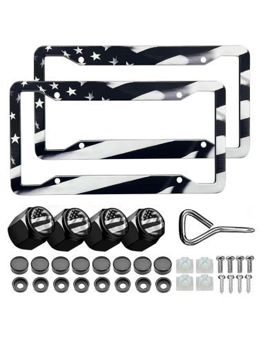 Marco de Placa de Licencia Americana LIN KANG Negro 30.5x15.2cm