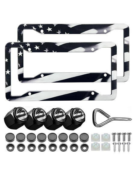 Marco de Placa de Licencia Americana LIN KANG Negro 30.5x15.2cm