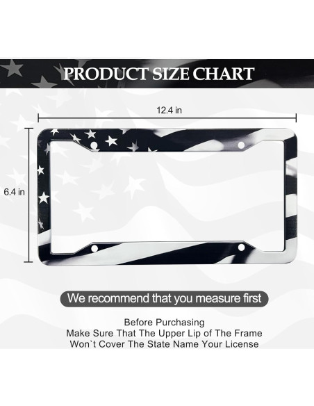 Marco de Placa de Licencia Americana LIN KANG Negro 30.5x15.2cm