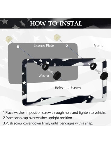 Marco de Placa de Licencia Americana LIN KANG Negro 30.5x15.2cm