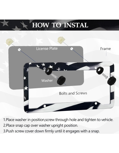 Marco de Placa de Licencia Americana LIN KANG Negro 30.5x15.2cm