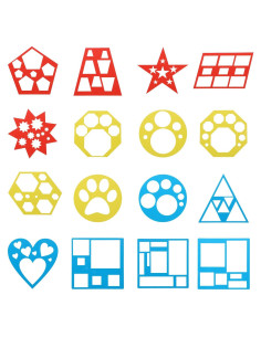 Conjunto de 16 Plantillas Geométricas Salbsever - Plástico 13x13cm