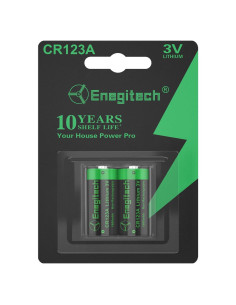 Batería de Litio Enegitech CR123A 3V No Recargable - Paquete de 2