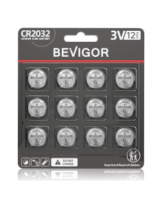 Batería de Litio CR2032 BEVIGOR 12 Unidades 3V Alta Densidad