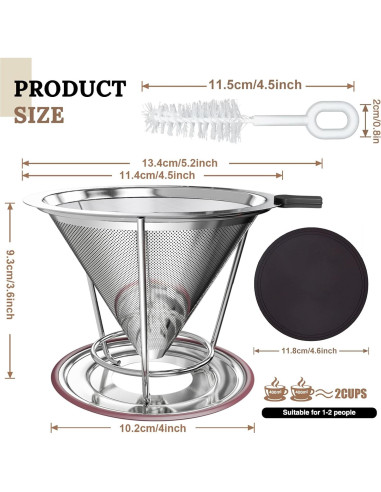 Goteador de Café Acero Inoxidable CMBPNNGS 1-2 Tazas Reutilizable