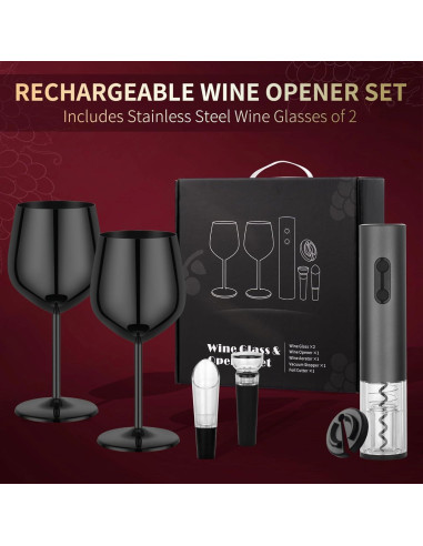 Juego de Sacacorchos Eléctrico MegaTrend con Copas de Acero