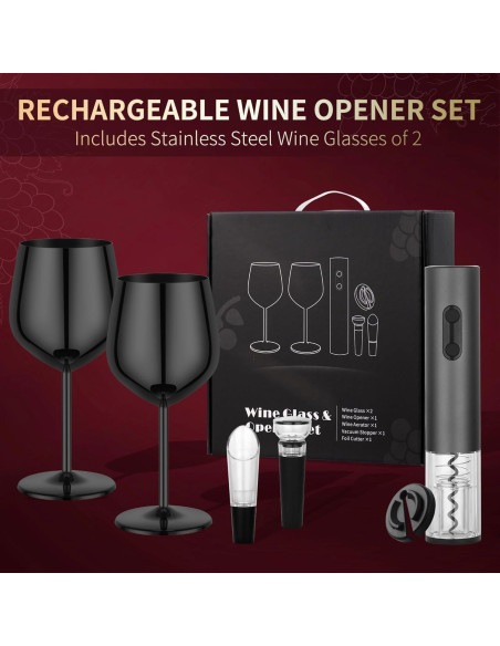 Juego de Sacacorchos Eléctrico MegaTrend con Copas de Acero