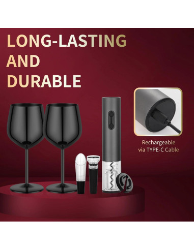 Juego de Sacacorchos Eléctrico MegaTrend con Copas de Acero