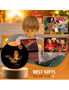 Luz Nocturna 3D de Búho Shellvcase con Control Remoto 8 cm 2