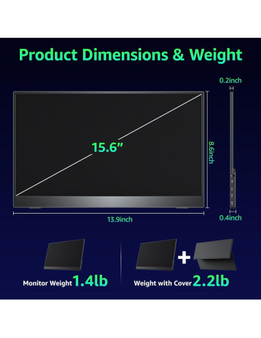 Monitor Portátil Kksmart 15.6" FHD 1080P USB-C HDMI