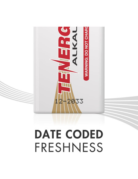 Batería Alcalina Tenergy 9V - Paquete de 6 Unidades