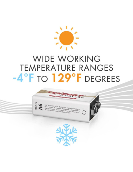 Batería Alcalina Tenergy 9V - Paquete de 6 Unidades