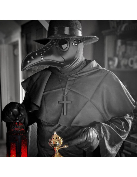 Máscara de Doctor de Plaga Steampunk Azurtis - Cuero PU Negro