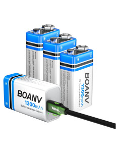 Baterías Recargables 9V BOANV 1300mAh 4PCS USB-C