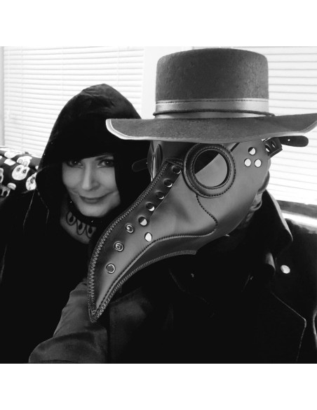 Máscara de Doctor de Plaga Steampunk Azurtis - Cuero PU Negro