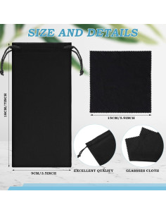 100 Fundas de Microfibra para Gafas + 2 Paños de Limpieza 2