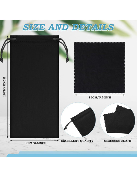 100 Fundas de Microfibra para Gafas + 2 Paños de Limpieza