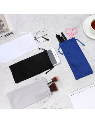 100 Fundas de Microfibra para Gafas + 2 Paños de Limpieza