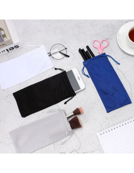 100 Fundas de Microfibra para Gafas + 2 Paños de Limpieza