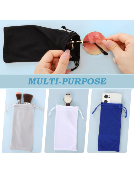 100 Fundas de Microfibra para Gafas + 2 Paños de Limpieza