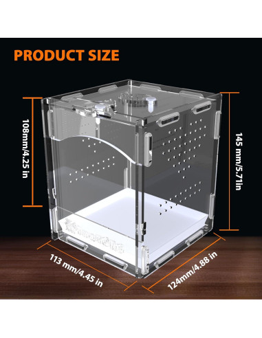 Terrario Acrílico TwwTCRO para Arañas y Reptiles 11.3x12.4x14.5cm