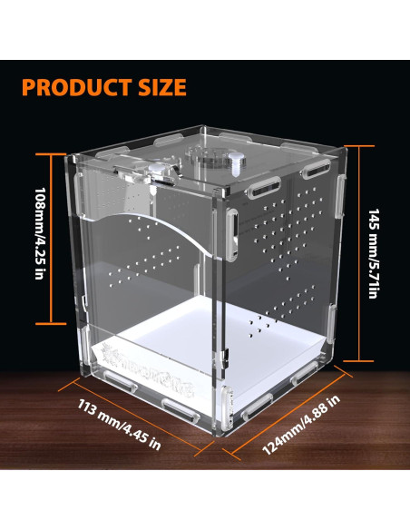 Terrario Acrílico TwwTCRO para Arañas y Reptiles 11.3x12.4x14.5cm