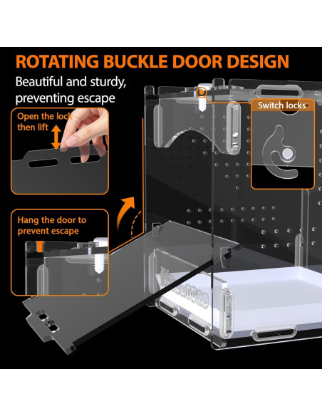 Terrario Acrílico TwwTCRO para Arañas y Reptiles 11.3x12.4x14.5cm