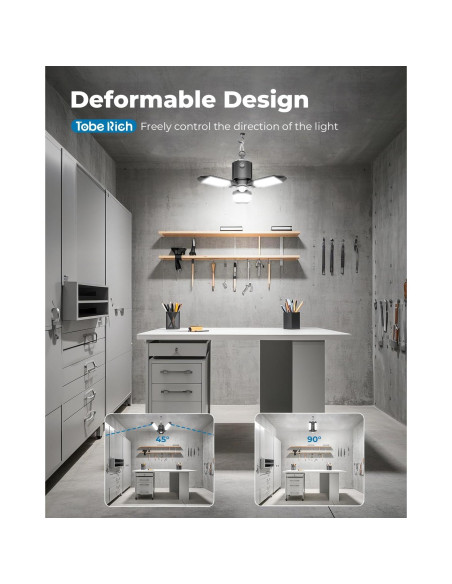 Luz de Garaje LED Toberich 8000LM Sensor de Movimiento 3 Modos