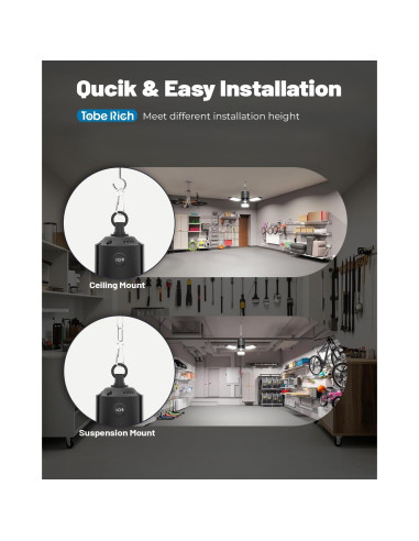 Luz de Garaje LED Toberich 8000LM Sensor de Movimiento 3 Modos